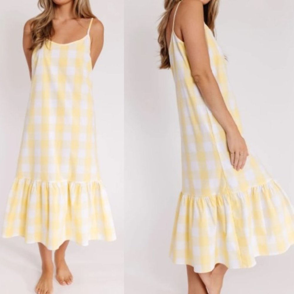 No Less Than Yellow Gingham Sun Dress